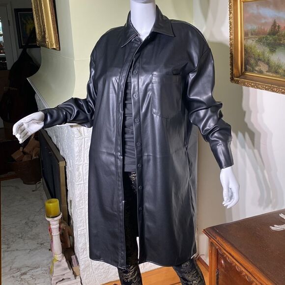 NWT Retrod Vegan Leather Coat Dress - Picture 4 of 15